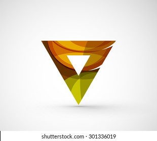 Abstract geometric company logo triangle, arrow. Vector illustration of universal shape concept made of various wave overlapping elements