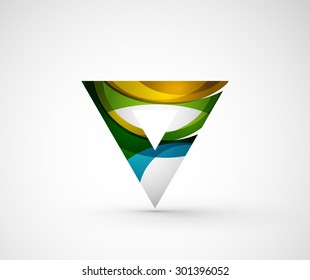 Abstract geometric company logo triangle, arrow. Vector illustration of universal shape concept made of various wave overlapping elements