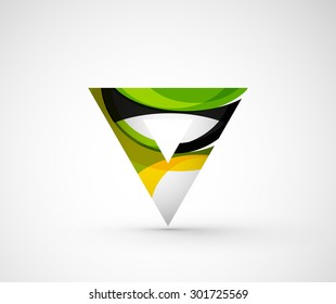 Abstract geometric company logo triangle, arrow. Vector illustration of universal shape concept made of various wave overlapping elements