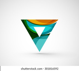 Abstract geometric company logo triangle, arrow. Vector illustration of universal shape concept made of various wave overlapping elements