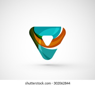 Abstract geometric company logo triangle, arrow. Vector illustration of universal shape concept made of various wave overlapping elements
