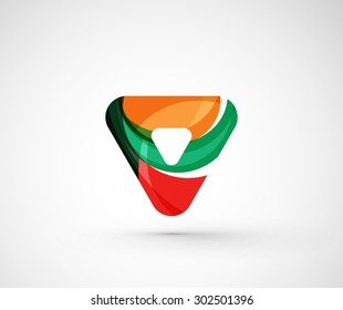 Abstract geometric company logo triangle, arrow. Vector illustration of universal shape concept made of various wave overlapping elements