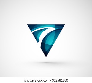 Abstract geometric company logo triangle, arrow. Vector illustration of universal shape concept made of various wave overlapping elements