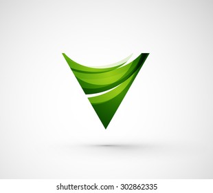 Abstract geometric company logo triangle, arrow. Vector illustration of universal shape concept made of various wave overlapping elements