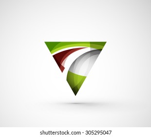 Abstract geometric company logo triangle, arrow. Vector illustration of universal shape concept made of various wave overlapping elements
