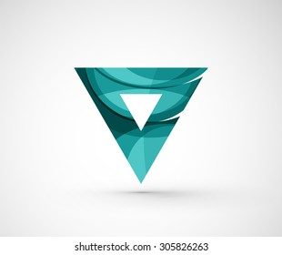 Abstract geometric company logo triangle, arrow. Vector illustration of universal shape concept made of various wave overlapping elements