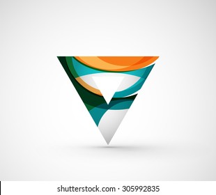 Abstract geometric company logo triangle, arrow. Vector illustration of universal shape concept made of various wave overlapping elements