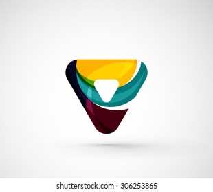 Abstrato geométrico companhia logotipo triângulo, seta. Ilustração vetorial do conceito de forma universal feita de vários elementos sobrepostos de onda