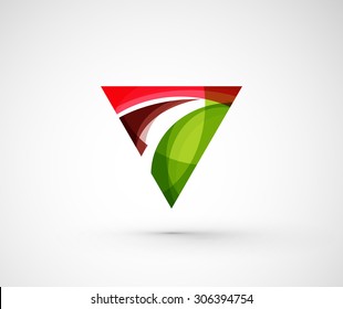 Abstract geometric company logo triangle, arrow. Vector illustration of universal shape concept made of various wave overlapping elements