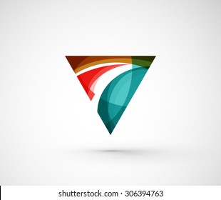 Abstract geometric company logo triangle, arrow. Vector illustration of universal shape concept made of various wave overlapping elements