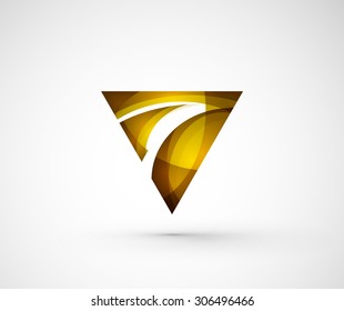 Abstract geometric company logo triangle, arrow. Vector illustration of universal shape concept made of various wave overlapping elements