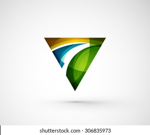 Abstract geometric company logo triangle, arrow. Vector illustration of universal shape concept made of various wave overlapping elements