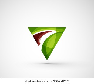 Abstract geometric company logo triangle, arrow. Vector illustration of universal shape concept made of various wave overlapping elements