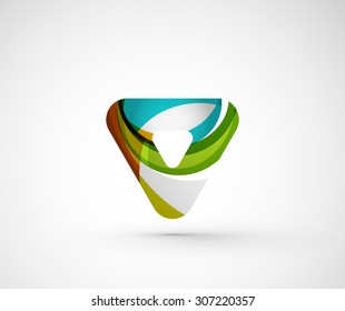 Abstract geometric company logo triangle, arrow. Vector illustration of universal shape concept made of various wave overlapping elements