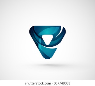 Abstract geometric company logo triangle, arrow. Vector illustration of universal shape concept made of various wave overlapping elements