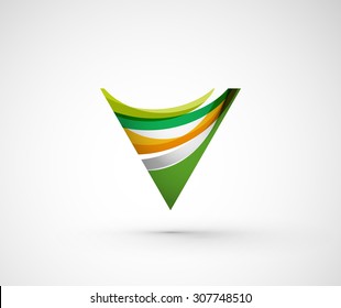 Abstract geometric company logo triangle, arrow. Vector illustration of universal shape concept made of various wave overlapping elements