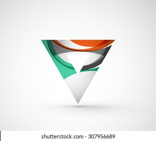 Abstract geometric company logo triangle, arrow. Vector illustration of universal shape concept made of various wave overlapping elements