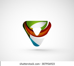 Abstract geometric company logo triangle, arrow. Vector illustration of universal shape concept made of various wave overlapping elements