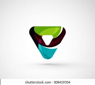 Abstract geometric company logo triangle, arrow. Vector illustration of universal shape concept made of various wave overlapping elements