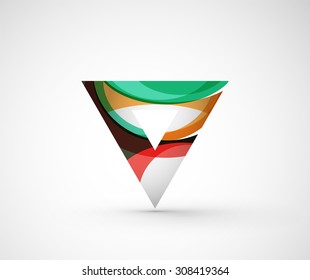 Abstract geometric company logo triangle, arrow. Vector illustration of universal shape concept made of various wave overlapping elements