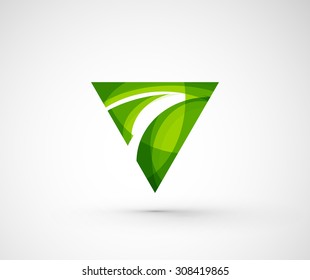 Abstract geometric company logo triangle, arrow. Vector illustration of universal shape concept made of various wave overlapping elements