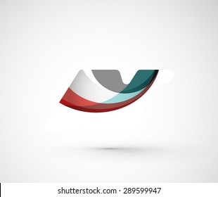 Abstraktes geometrisches Firmenlogo. Vektorgrafik eines universellen Formkonzepts aus verschiedenen Elementen mit Wellenüberlagerung