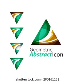 Resumen del logotipo de la compañía geométrica. Ilustración vectorial del concepto de forma universal hecho de varios elementos superpuestos de ondas