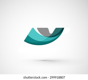 Resumen del logotipo de la compañía geométrica. Ilustración vectorial del concepto de forma universal hecho de varios elementos superpuestos de ondas