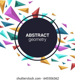 Abstract geometric composition with 3d shapes and circle copy space
