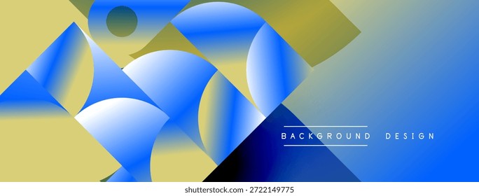 Composición geométrica Abstractas. Los Gradientes azules y amarillos crean un efecto visual moderno. Diseño minimalista adecuado para fondos, Anuncios.