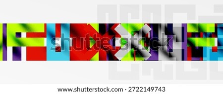 Abstract geometric composition. Bright colors, sharp angles, layered rectangles create dynamic visual texture. Minimalist design.