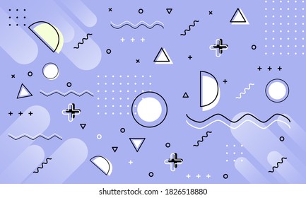 Abstract geometric composition of colorful background from geometric shapes of circles, rectangles, lines, etc.