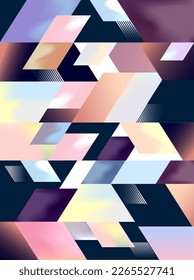 Abstract geometric composition of colorful rectangles. Isometric pastel background.