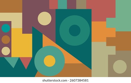 Abstract Geometric Composition with Colorful Shapes