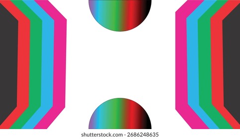 Abstract geometric composition with colorful shapes and gradients