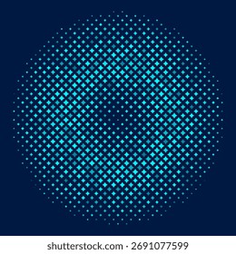 Uma composição geométrica abstrata construída a partir de múltiplos diamantes multicoloridos formando um padrão circular contra um fundo escuro. Os tamanhos variados das formas criam um efeito de profundidade e vômito