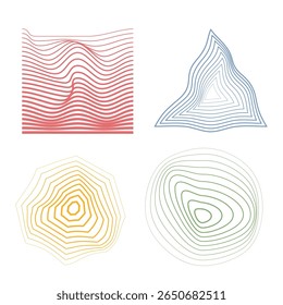 Abstract geometric composition with contour lines and vibrant colors. Ideal for modern backgrounds, posters, digital art, presentations, and creative graphic design projects.