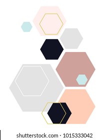 Abstract geometric composition with decorative hexagons. Abstract colorful geometric isometric background, can be used for wallpaper, template, poster, backdrop, book cover, brochure, leaflet,