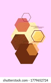Abstract geometric composition with decorative hexagons. Abstract colorful geometric isometric background, can be used for wallpaper, template, poster, backdrop, book cover, brochure, leaflet,