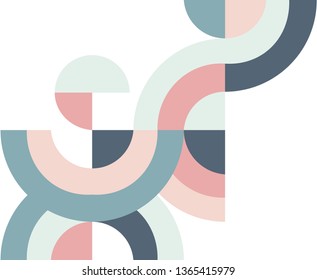 Abstract geometric composition with decorative parts of a circle. Abstract colorful geometric isometric background, can be used for wallpaper, template, poster, backdrop, book cover, brochure, leaflet