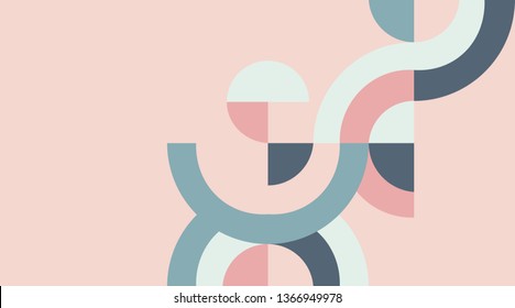 Abstract geometric composition with decorative parts of a circle. Abstract colorful geometric isometric background, can be used for wallpaper, template, poster, backdrop, book cover, brochure, leaflet