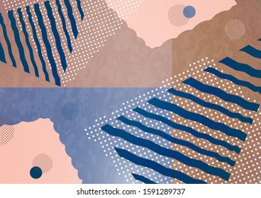 Abstract geometric composition with decorative shapes, triangles, lines and dots. Modern background for your design. Vector illustration