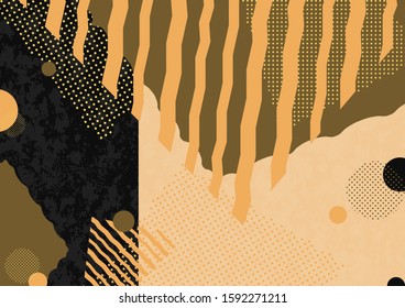 Abstract geometric composition with decorative shapes, triangles, lines and dots. Modern background for your design. Vector illustration