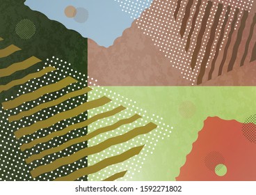 Abstract geometric composition with decorative shapes, triangles, lines and dots. Modern background for your design. Vector illustration
