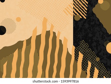 Abstract geometric composition with decorative shapes, triangles, lines and dots. Modern background for your design. Vector illustration