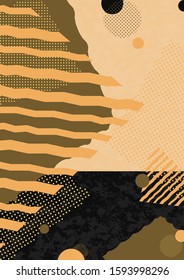 Abstract geometric composition with decorative shapes, triangles, lines and dots. Modern background for your design. Vector illustration
