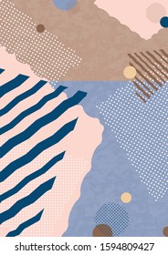 Abstract geometric composition with decorative shapes, triangles, lines and dots. Modern background for your design. Vector illustration