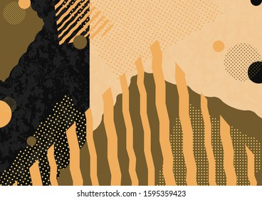 Abstract geometric composition with decorative shapes, triangles, lines and dots. Modern background for your design. Vector illustration