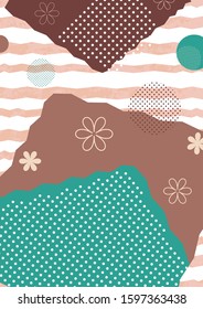 Abstract geometric composition with decorative shapes, lines and dots. Creative background for your design. Vector illustration