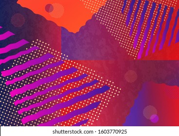 Abstract geometric composition with decorative shapes, triangles, lines and dots. Modern background for your design. Vector illustration